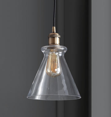 Goldwater 7.5" Adjustable Drop Metal/Glass LED Pendant - JONATHAN Y